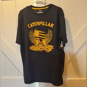 Caterpillar Men's Black and Yellow Graphic Tee
